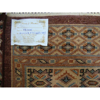 AHMEDANI Dark Red Lovely Jaldar Ivory Touch Exclusive Hand Knotted Soft Runner Rug (12.0 x 2.5)'