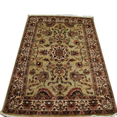 Light Green Ivory Touch Fine Area Rug Hand Knotted Silk Wool Carpet (6 x 4)'