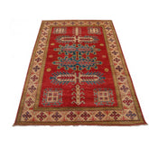 Super Kazak Caucasion Geometric Veg Dyed Mahal Hand Knotted Rug Carpet (6.3 x 4.1)'