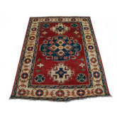 Super Kazak Geometric Mahal Veg Dyed Rectangle Rug Hand Knotted Carpet (4.9 x 3.10)'