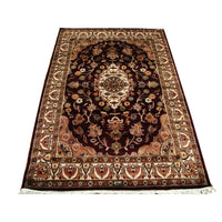 AHMEDANI Mehroon Ruby Red Exclusive Rectangle Area Rug Hand Knotted Wool Silk Carpet (6 X 4)'