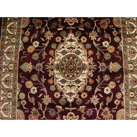 AHMEDANI Mehroon Ruby Red Exclusive Rectangle Area Rug Hand Knotted Wool Silk Carpet (6 X 4)'