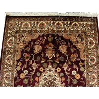 AHMEDANI Mehroon Ruby Red Exclusive Rectangle Area Rug Hand Knotted Wool Silk Carpet (6 X 4)'