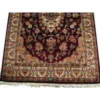 AHMEDANI Mehroon Ruby Red Exclusive Rectangle Area Rug Hand Knotted Wool Silk Carpet (6 X 4)'