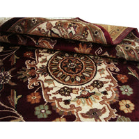 AHMEDANI Mehroon Ruby Red Exclusive Rectangle Area Rug Hand Knotted Wool Silk Carpet (6 X 4)'