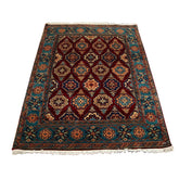 AHMEDANI Exclusive Floral Designed Rectangle Area Rug Hand Knotted Wool Silk Carpet (6 x 4)'