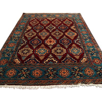 AHMEDANI Exclusive Floral Designed Rectangle Area Rug Hand Knotted Wool Silk Carpet (6 x 4)'