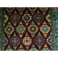 AHMEDANI Exclusive Floral Designed Rectangle Area Rug Hand Knotted Wool Silk Carpet (6 x 4)'