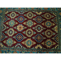 AHMEDANI Exclusive Floral Designed Rectangle Area Rug Hand Knotted Wool Silk Carpet (6 x 4)'