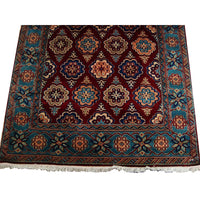 AHMEDANI Exclusive Floral Designed Rectangle Area Rug Hand Knotted Wool Silk Carpet (6 x 4)'