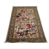 Horses King Hunting Classic Hand Double Knotted Fine Rug Indoor Carpet (6 X 4)'