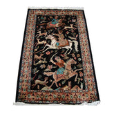 Awesome 3 Horses King Hunting Hand Knotted Fine Rug Carpet (4 x 2.6)'