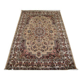 AL AHMEDANI LINEN Beige Tan Beauty Floral Oriental Area Rug Hand Knotted Wool Silk Carpet (6 x 4)'