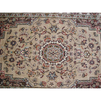 AL AHMEDANI LINEN Beige Tan Beauty Floral Oriental Area Rug Hand Knotted Wool Silk Carpet (6 x 4)'