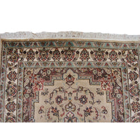 AL AHMEDANI LINEN Beige Tan Beauty Floral Oriental Area Rug Hand Knotted Wool Silk Carpet (6 x 4)'