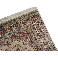 AL AHMEDANI LINEN Beige Tan Beauty Floral Oriental Area Rug Hand Knotted Wool Silk Carpet (6 x 4)'