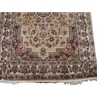 AL AHMEDANI LINEN Beige Tan Beauty Floral Oriental Area Rug Hand Knotted Wool Silk Carpet (6 x 4)'