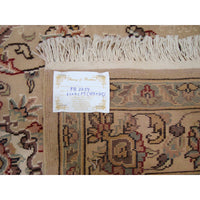 AL AHMEDANI LINEN Beige Tan Beauty Floral Oriental Area Rug Hand Knotted Wool Silk Carpet (6 x 4)'
