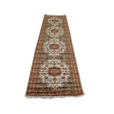 AHMEDANI Gorgeous Ivory Floral Medallion Wool Silk Hand Knotted Soft Hall Way Runner Rug (10.1 X 2.6)'