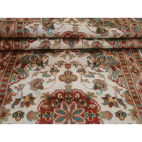 AHMEDANI Gorgeous Ivory Floral Medallion Wool Silk Hand Knotted Soft Hall Way Runner Rug (10.1 X 2.6)'