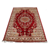 Red Love Beauty Floral Oriental Rug Hand Knotted Wool Silk Carpet (6 x 4)'