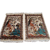 Awesome Umre Khayam Love Hand Knotted Oriental Rug Wool Silk Carpet Pair (3 x 2)'