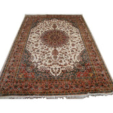 Rectangle Area Rug Hot Ivory Medallion Kasha Traditional Wool Silk Hand Knotted Carpet (9 x 6)'