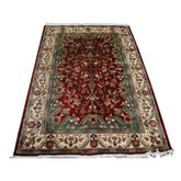 Exclusive Love Red Floral Medallion Lovely Area Rug Hand Knotted Wool Silk Carpet (6 X 4)'