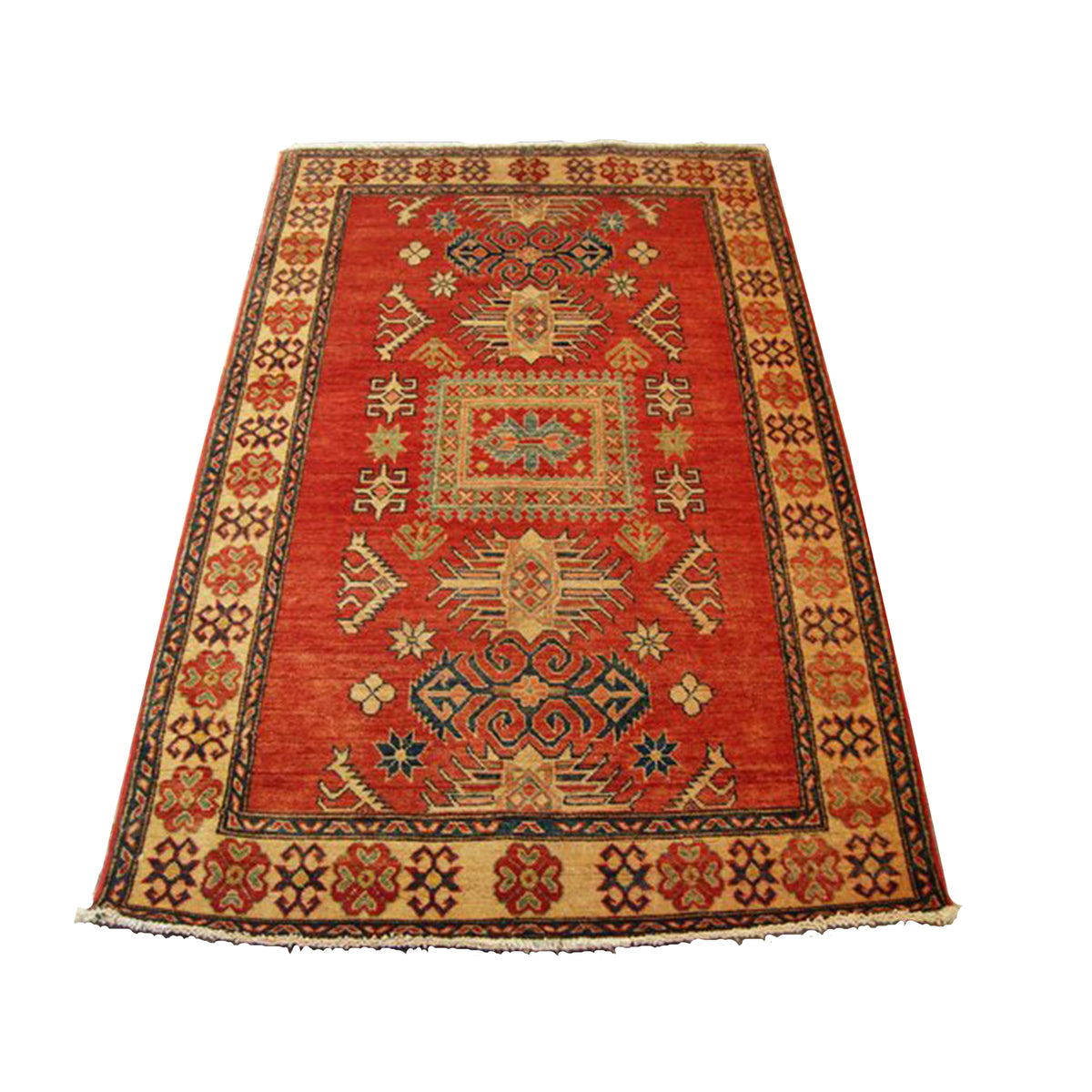 AHMEDANI Kazak Caucasion Exclusive Designed Vege Dyed Rectangle Area Rug Hand Knotted Carpet (6 x 4)'