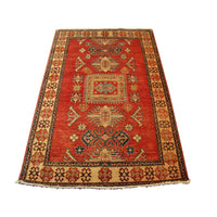 AHMEDANI Kazak Caucasion Exclusive Designed Vege Dyed Rectangle Area Rug Hand Knotted Carpet (6 x 4)'