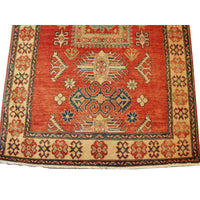 AHMEDANI Kazak Caucasion Exclusive Designed Vege Dyed Rectangle Area Rug Hand Knotted Carpet (6 x 4)'