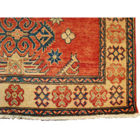 AHMEDANI Kazak Caucasion Exclusive Designed Vege Dyed Rectangle Area Rug Hand Knotted Carpet (6 x 4)'