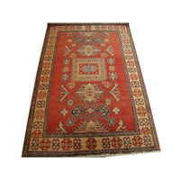AHMEDANI Kazak Caucasion Exclusive Designed Vege Dyed Rectangle Area Rug Hand Knotted Carpet (6 x 4)'