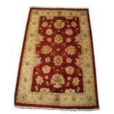 AHMEDANI Gorgeous Red Chobi Zeigler Mahal Vege Dyed Area Rugs Hand Knotted Carpet (4.11 X 3.3)'