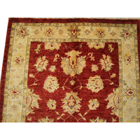 AHMEDANI Gorgeous Red Chobi Zeigler Mahal Vege Dyed Area Rugs Hand Knotted Carpet (4.11 X 3.3)'