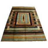 AHMEDANI Modern Afghan Gabbeh Mahal Vegetable Dyed Wool Carpet Hand Knotted Area Rug (8 X 5)'