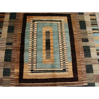 AHMEDANI Modern Afghan Gabbeh Mahal Vegetable Dyed Wool Carpet Hand Knotted Area Rug (8 X 5)'