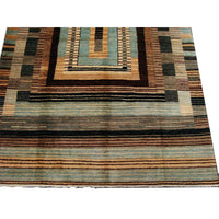AHMEDANI Modern Afghan Gabbeh Mahal Vegetable Dyed Wool Carpet Hand Knotted Area Rug (8 X 5)'