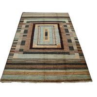 AHMEDANI Modern Afghan Gabbeh Mahal Vegetable Dyed Wool Carpet Hand Knotted Area Rug (8 X 5)'