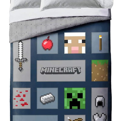 Minecraft Icons Adventure Kids 2-Piece Twin/Full Reversible Comforter and Sham