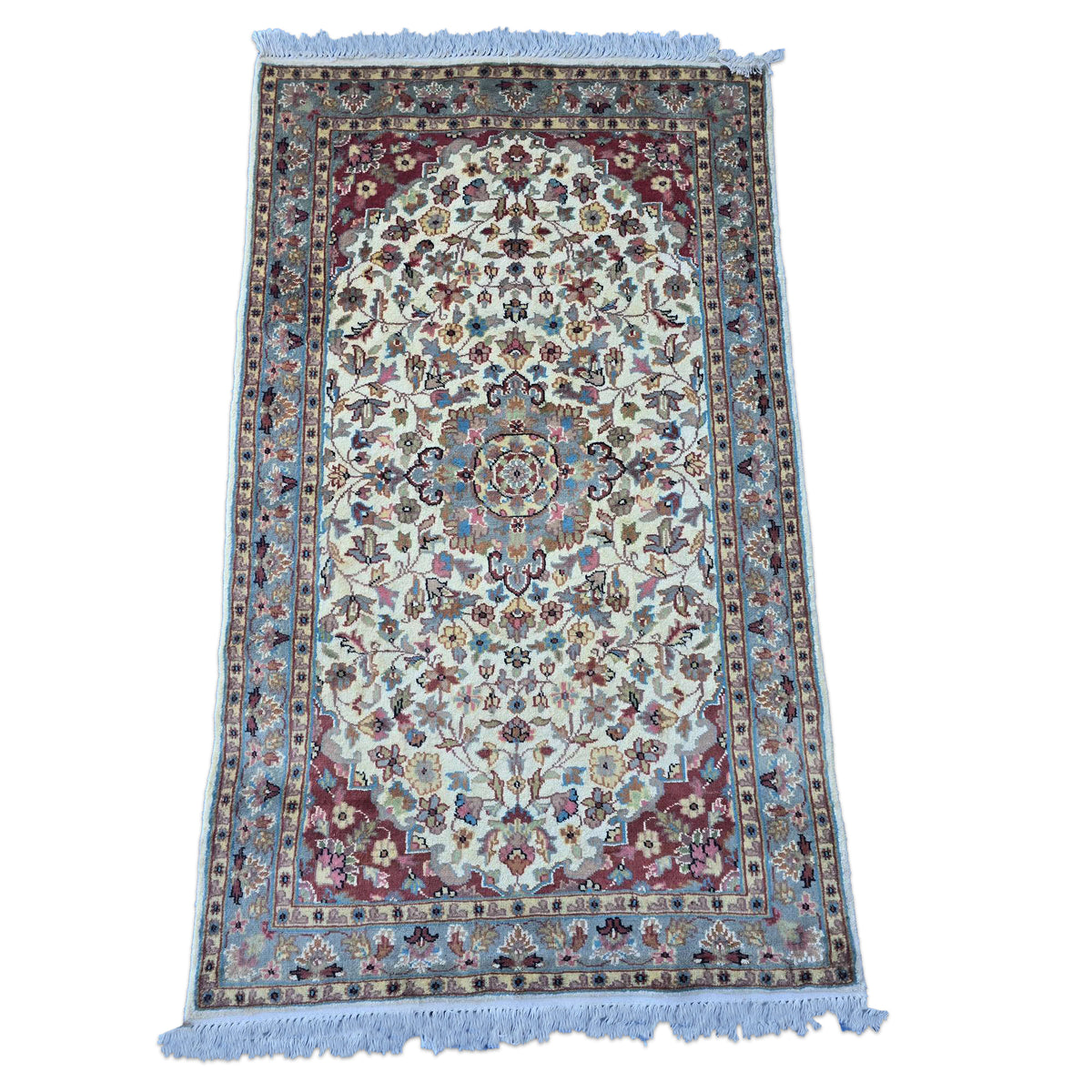 Al Ahmedani Linen Floral Medallion Rectangle Hand Knotted Area Rug Wonderful Design Home Decor Wool Silk Indoor Carpet (5.0 x 3.0)'