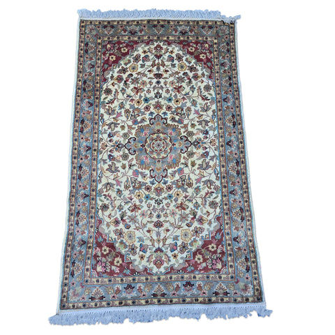 Al Ahmedani Linen Floral Medallion Rectangle Hand Knotted Area Rug Wonderful Design Home Decor Wool Silk Indoor Carpet (5.0 x 3.0)'