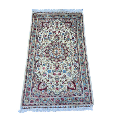Al Ahmedani Linen Floral Medallion Hand Knotted Area Rug Wonderful Design Rectangle Home Decor Wool Silk Indoor Carpet (5.0 x 3.1)'