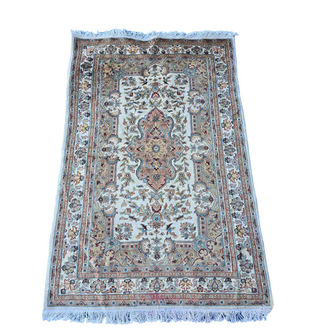 Al Ahmedani Linen Sarafian Floral Rectangle Area Rug Wonderful Design Wool Silk Hand Knotted Home Decor Indoor Carpet (6.1 x 4.1)'