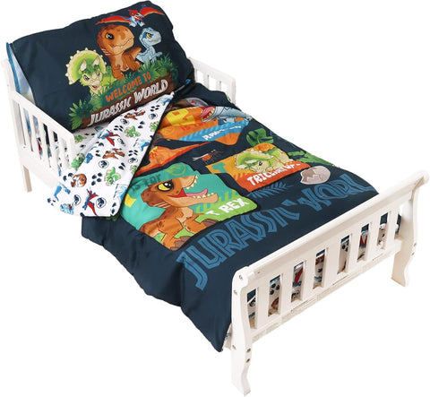 Jurassic World 3-Piece Ultra-Soft & Cozy Toddler Bedding Sheet Set for Kids - Comforter, Fitted Sheet & Pillowcase