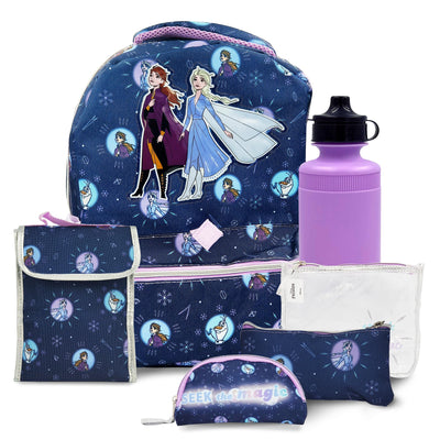 Disney Frozen Backpack 16 inch Kids Backpack with Lunch Box - 6 Piece Set for Kids