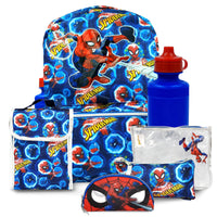 Spiderman Backpack 16 inch Kids Backpack with Lunch Box-6 Piece Set for Kids