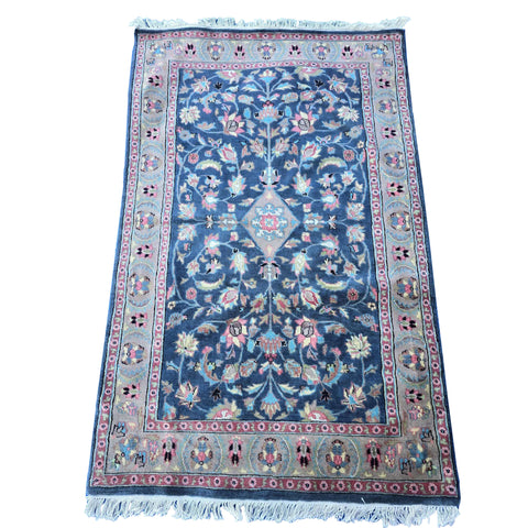 Al Ahmedani Linen Grey Floral Medallion Rectangle Area Rug Wonderful Design Wool Silk Hand Knotted Home Decor Indoor Carpet  (6.3 x 4)'