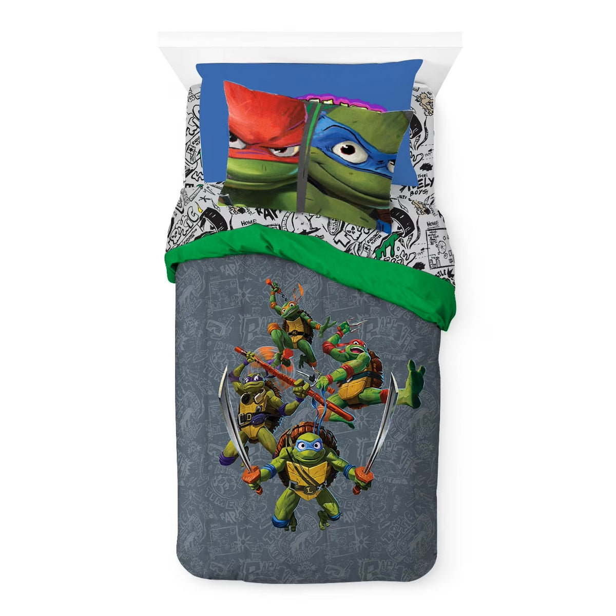 Teenage Mutant Ninja Turtles 5 Pcs Full Bed in a Bag for Kids - Comforter, Bed Sheets, and 2 Pillowcases