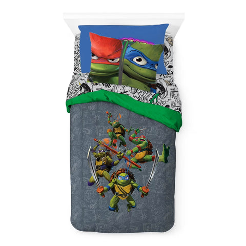 Teenage Mutant Ninja Turtles 5 Pcs Full Bed in a Bag for Kids - Comforter, Bed Sheets, and 2 Pillowcases